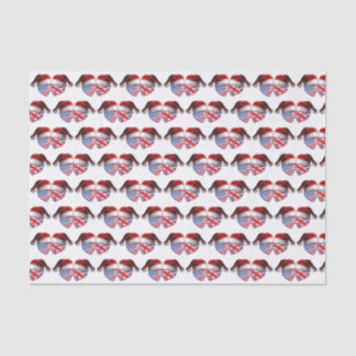 USA und UK Flag Hearts mit Weihnachtsmannmützen Seidenpapier