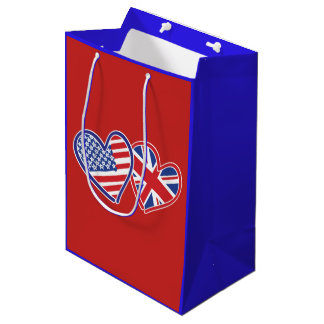 USA und UK Flag Hearts Mittlere Geschenktüte
