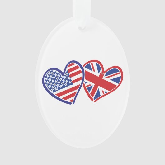 USA und UK Flag Hearts Ornament (Vorderseite)