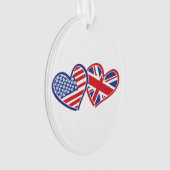 USA und UK Flag Hearts Ornament (Vorderseite)