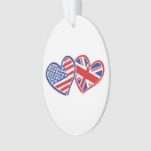 USA und UK Flag Hearts Ornament (Vorderseite)