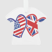 USA und UK Flag Hearts Ornament (Rückseite)