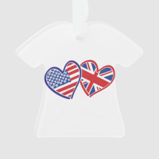 USA und UK Flag Hearts Ornament
