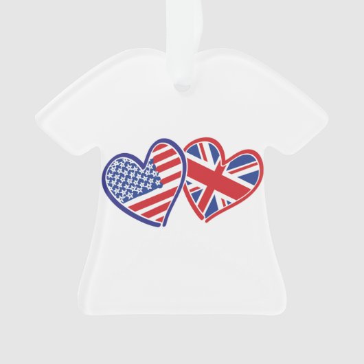 USA und UK Flag Hearts Ornament (Vorderseite)