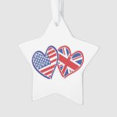 USA und UK Flag Hearts Ornament (Vorderseite)