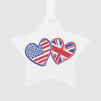 USA und UK Flag Hearts Ornament