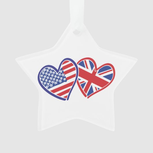 USA und UK Flag Hearts Ornament (Vorderseite)