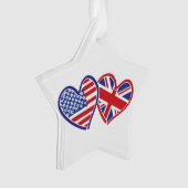 USA und UK Flag Hearts Ornament (Vorderseite)