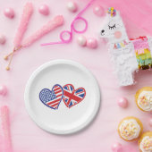 USA und UK Flag Hearts Pappteller (Party)