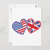 USA und UK Flag Hearts Postkarte (Vorne/Hinten)