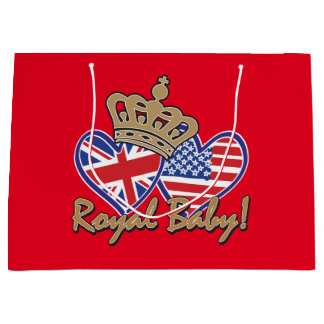 USA und UK Flag Hearts Royal Baby Große Geschenktüte