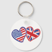 USA und UK Flag Hearts Schlüsselanhänger (Vorderseite)