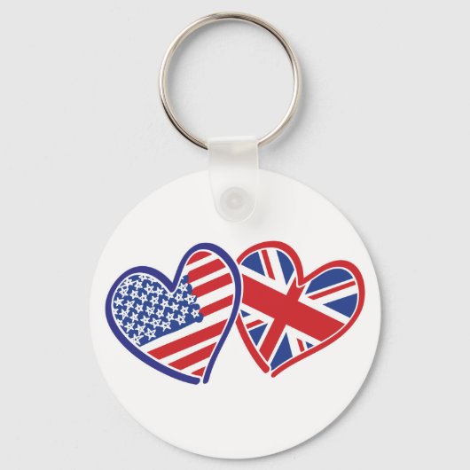 USA und UK Flag Hearts Schlüsselanhänger (Vorderseite)