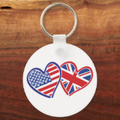 USA und UK Flag Hearts Schlüsselanhänger (Vorderseite)