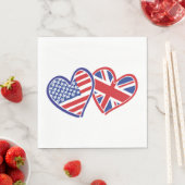 USA und UK Flag Hearts Serviette (Beispiel)