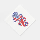 USA und UK Flag Hearts Serviette (Ecke)