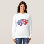USA und UK Flag Hearts Sweatshirt (Vorne ganz)