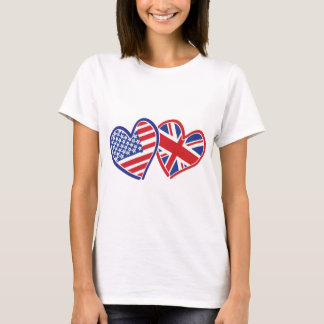USA und UK Flag Hearts T-Shirt