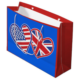 USA und UK Flag Herz T-Shirts Große Geschenktüte