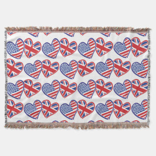 USA und UK Hearts made by Flags Decke