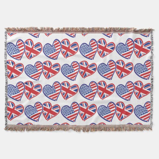 USA und UK Hearts made by Flags Decke (Vorderseite)