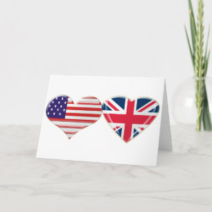 USA und UK Herzenflagge Design Karte