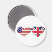 USA und UK Herzenflagge Design Magnet (Vorderseite/Rückseite)