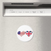 USA und UK Herzenflagge Design Magnet (In Situ (Geschirrspüler))