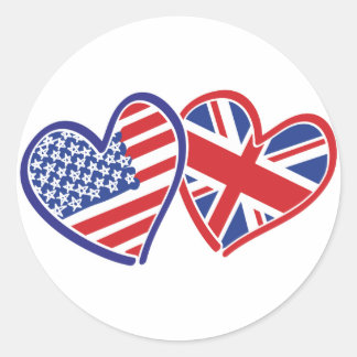 USA und UK In Hearts Shooting the Liebe Runder Aufkleber