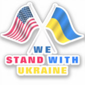 USA und ukrainische Flaggen unterstützen ukrainisc Aufkleber (Vorderseite)