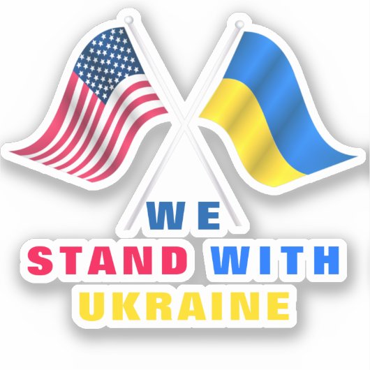 USA und ukrainische Flaggen unterstützen ukrainisc Aufkleber (Vorderseite)