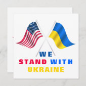 USA und ukrainische Flaggen unterstützen ukrainisc Einladung (Vorne/Hinten)
