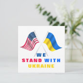 USA und ukrainische Flaggen unterstützen ukrainisc Einladung (Stehend Vorderseite)