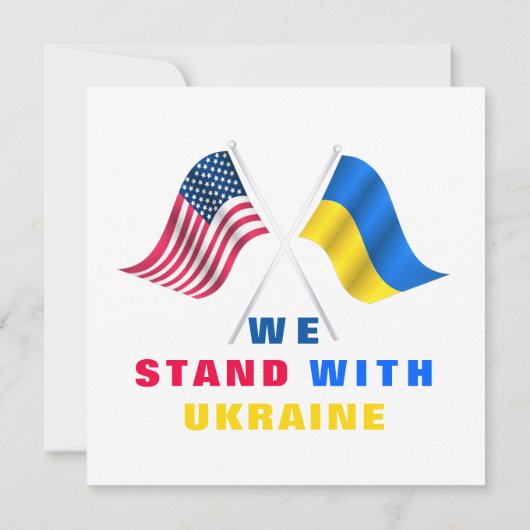 USA und ukrainische Flaggen unterstützen ukrainisc Einladung (Rückseite)