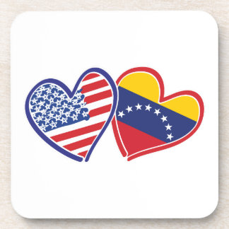 USA und Venezuela-Flaggen-Herzen Getränkeuntersetzer