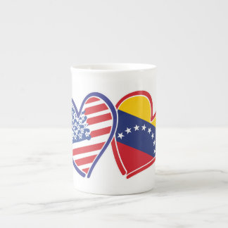 USA und Venezuela-Flaggen-Herzen Porzellantasse