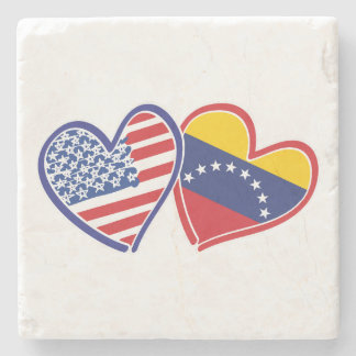 USA und Venezuela-Flaggen-Herzen Steinuntersetzer