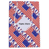 USA und Vereinigte Staaten - The Flag Tiled Person Mittlere Geschenktüte (Vorderseite)