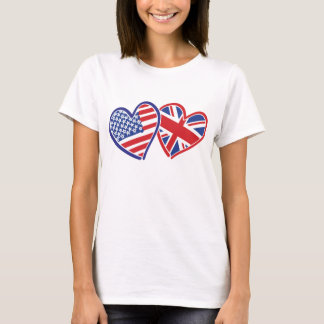 USA und Vereinigtes Königreich - Liebe Herzen T-Shirt