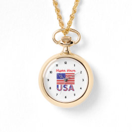 USA United Staaten America Flag Red Personalisiert Armbanduhr
