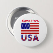 USA United Staaten America Flag Red Personalizatio Button (Vorne & Hinten)