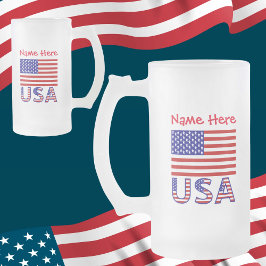 USA United Staaten America Flag Red Personalizatio Mattglas Bierglas