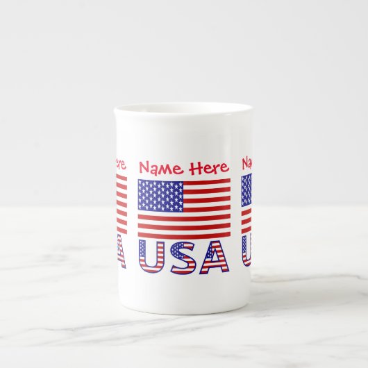 USA United Staaten America Flag Red Personalizatio Porzellantasse (Vorderseite)