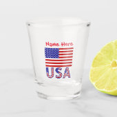 USA United Staaten America Flag Red Personalizatio Schnapsglas (Vorderseite)
