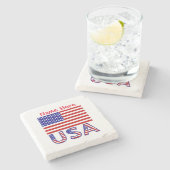 USA United Staaten America Flag Red Personalizatio Steinuntersetzer (Seitenansicht)