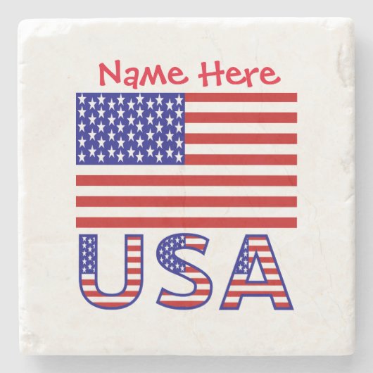 USA United Staaten America Flag Red Personalizatio Steinuntersetzer (Vorderseite)