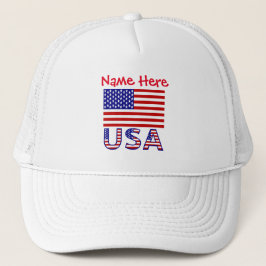 USA United Staaten America Flag Red Personalizatio Truckerkappe