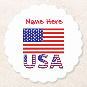 USA United Staaten America Flag Red Personalizatio Untersetzer