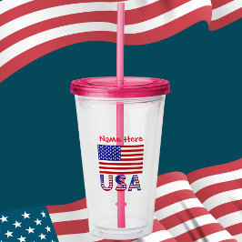 USA United Staaten America Flag Red Personalize Acryltrinkbecher
