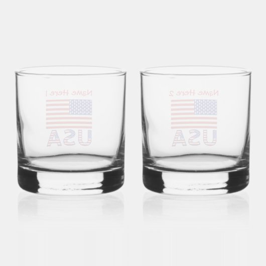 USA United Staaten America Flag Red Personalize Whiskyglas (Rückseite)